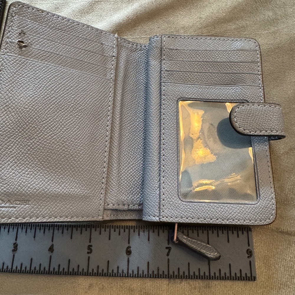 Coach Womens Bifold Wallet Small Blue Crossgrain Leather Snap Closure Classic - Picture 11 of 15